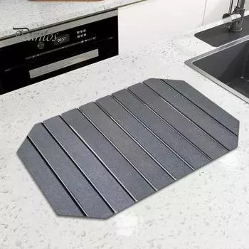 Коврик для сушки посуды, складной, впитывающий воду, каменный, для сушки кухонной стойки, нескользящий коврик из диатомита для посуды, кастрюль, бутылок A белый