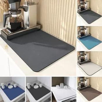Коврик для сушки посуды Супервпитывающий коврик для сушки Нескользящий дизайн Однотонный очень большой защитный коврик для кухонной столешницы 40x50cm коричневый