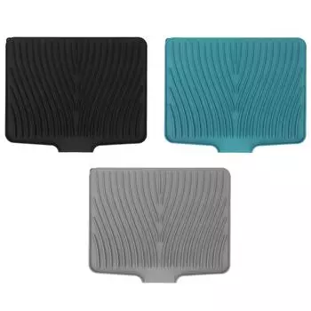 Коврик для сушки посуды, термостойкий, предотвращает скольжение, силиконовый, наклонный, с дренажным краем для Countere Black