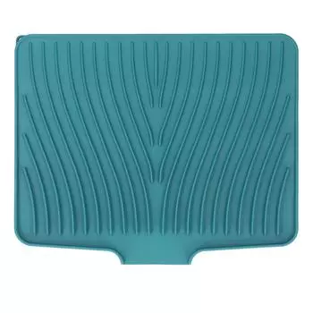 Коврик для сушки посуды термостойкий противоскользящий силиконовый наклонный коврик для сушки посуды с дренажным бортиком для Green
