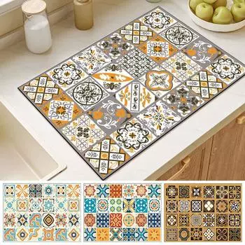 Коврик для сушки посуды в стиле ретро для кухни, винтажная подставка для столовых приборов, впитывающий коврик для сушки посуды, подставка для сушки кофемашины, товары для дома 30x40cm