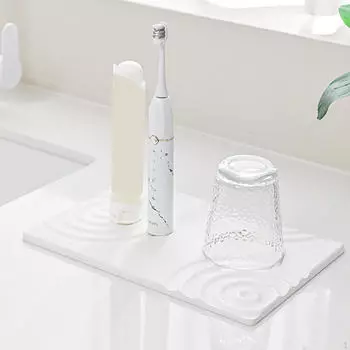 Коврик для сушки посуды, впитывающий дренажный коврик, кухонная столешница, посуда для кастрюль белый