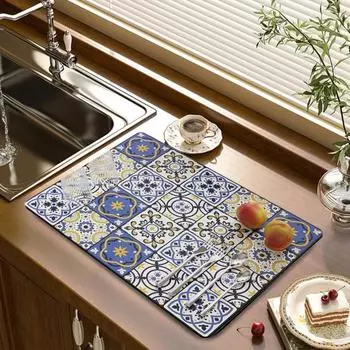 Коврик для сушки посуды Yousheng, износостойкий нескользящий супервпитывающий коврик для сушки посуды с изысканным рисунком, подставка для обеденного стола 30*40cm B