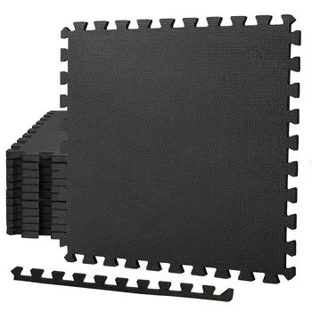 Коврик для суставов Hanmir, большой размер, толщина 60 см x 60 см, набор из 6 тренировочных ковриков, амортизирующий коврик для домашнего спортзала, можно мыть водой, боковые части чёрный