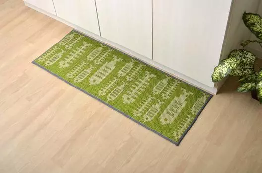 Коврик для татами Ikehiko Igusa Kitchen Mat Fish 43 x 120 см Зеленый Изготовлен из отечественного тростника Простой дизайн Прибл.. Нескользящий #8240000