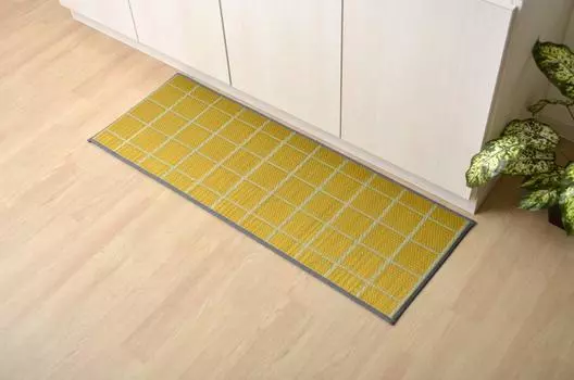 Коврик для татами Ikehiko Igusa Коврик для кухни Igusa в клетку 43 x 180 см Желтый Изготовлен из отечественного тростника Простой дизайн Прибл.. Нескользящий #8239910 жёлтый