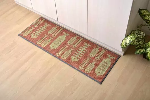 Коврик для татами Ikehiko Igusa Коврик для кухни Igusa Рыба 43 x 240 см Розовый Изготовлен из отечественного тростника Простой дизайн Прибл.. Нескользящий #8240320