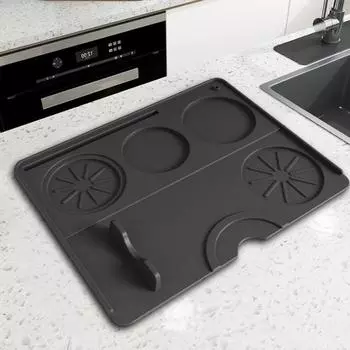 Коврик для трамбовки эспрессо, нескользящий силиконовый коврик для трамбовки кофе, коврик для станции трамбовки эспрессо, инструмент бариста для кухонного бара на столешнице чёрный