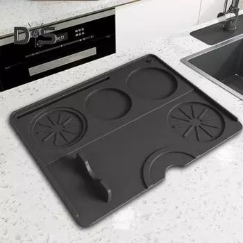 Коврик для трамбовки эспрессо, нескользящий силиконовый коврик для трамбовки кофе, коврик для станции трамбовки эспрессо, инструмент бариста для кухонного бара на столешнице чёрный