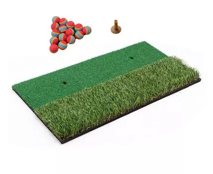 Коврик для тренировки гольфа с 30 полиуретановыми мячами, для дома и тренировок в помещении, коврик для гольфа из искусственной травы, 30 x 60 см (две тонны)