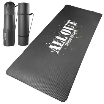 Коврик для тренировок ALLOUT, коврик для тренировки мышц, коврик для йоги, коврик для упражнений, толщина 10 мм, высокоплотный NBR, ремень для переноски в комплекте, оригинальный продукт All Out (белый) белый