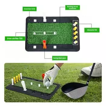 Коврик для удара по мячу в гольфе с искусственным покрытием, тренировочный коврик для замаха в гольфе с резиновой основой