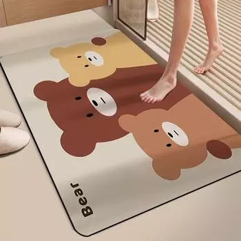 Коврик для унитаза с рисунком диатомовой грязи, впитывающий коврик, современный простой коврик для ног, нескользящий и грязный коврик для ванной комнаты 40 * 60CM [Crystal Fleece]