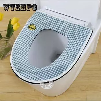 Коврик для унитаза с рисунком «гусиная лапка» и бархатной толстой цепочкой для подушек, водонепроницаемый чехол для унитаза, универсальный 1pc чёрный