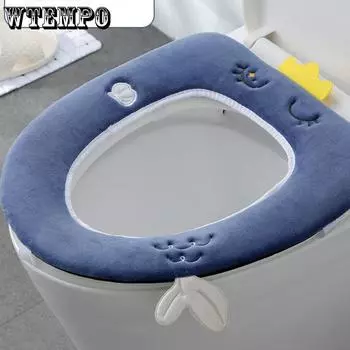 Коврик для унитаза с ручкой, бытовой чехол для унитаза, утолщенное кольцо для унитаза, универсальное моющееся 1pcs
