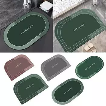 Коврик для ванной Diatom Mud с высокой впитывающей способностью, быстросохнущий коврик для ванной комнаты, противоскользящая резиновая подложка 60cm темно-зеленого