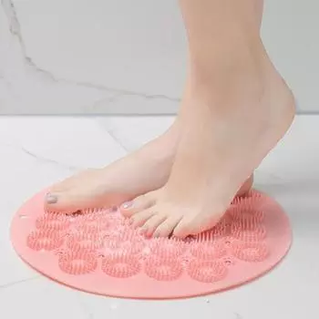 Коврик для ванной, дизайн с присоской, противоскользящий, быстросохнущий, натирает спину, круглая щетка, отшелушивающий массажный скребок для душа, коврик для ног, ежедневное использование серый