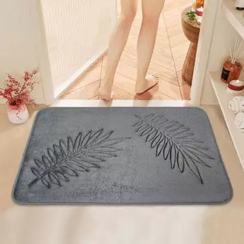 Коврик для ванной из полиэстера с тиснеными листьями, противоскользящий и впитывающий, подходит для ванной комнаты, спальни, гостиной, дома 40cmx60cm
