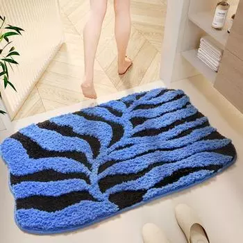 Коврик для ванной комнаты Быстро впитывающий Быстросохнущий Коврик для ванной Противоскользящий Контрастный Цвет 3D Растительный Узор Отель 40x60cm зелёный