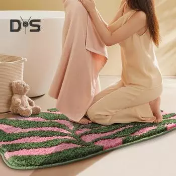 Коврик для ванной комнаты Быстро впитывающий Быстросохнущий Коврик для ванной Противоскользящий Контрастный цвет 3D Растительный узор Гостиничный коврик Многоцелевой Спальня Раковина Кухонный Ковер 40x60cm зелёный