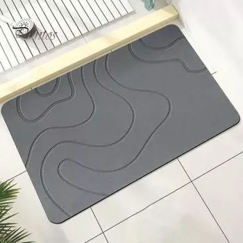 Коврик для ванной комнаты Быстро впитывающий Быстросохнущий Диатомовая грязь Противоскользящий коврик для входа Не требует стирки Многоцелевой коврик для ванной Душ Раковина для кухни 80 серый