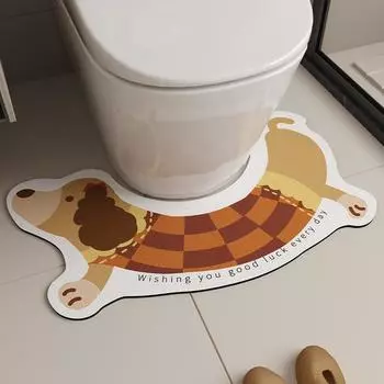 Коврик для ванной комнаты Бытовая ванная комната Диатомовая грязь Противоскользящая падающая брызги Моча Такса Собака Педаль U-образная Грязеотталкивающая накладка 38.5 * 65cm