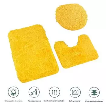 Коврик для ванной комнаты из 3 предметов, набор ковриков для ванной, ультра мягкий, не скользит, быстро сохнет, впитывает влагу, впитывает кожу, роскошный набор ковриков для душа и ванной синий