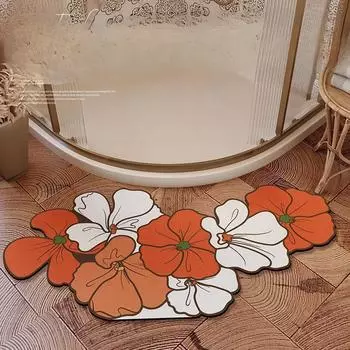 Коврик для ванной комнаты изогнутый, коврик для впитывания диатомовой грязи, быстросохнущий нескользящий мягкий коврик для ванной, веерообразный коврик для ног в душевой 40*60cm