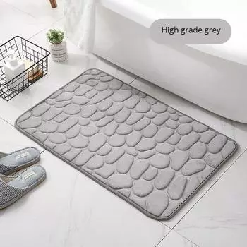 Коврик для ванной комнаты Нескользящие ковры Булыжник с тиснением Ванная комната Ванна в умывальнике Ванна Боковой напольный коврик Душевая комната Коврик для ванной с памятью 400MMx600MM светло-серый