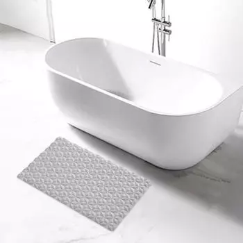 Коврик для ванной комнаты Нескользящие присоски Мягкая на ощупь поверхность Ромбовидная текстура Дизайн ванны синий