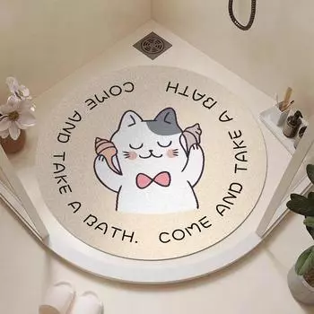 Коврик для ванной комнаты, нескользящий, круглый, с рисунком животных из мультфильма, нескользящий, коврик для ванной комнаты, противоскользящий, можно резать 60*60