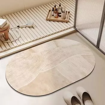 Коврик для ванной комнаты Нескользящий прочный впитывающий коврик для пола Домашний декор Бежевый полосатый коврик для ванной Коврик для входа в туалет Alfombra De Bao 45x75cm