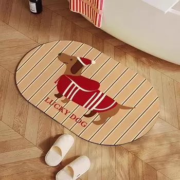 Коврик для ванной комнаты, нескользящий впитывающий коврик для пола, мягкий диатомовый грязевой коврик для ног, коврик для собак с изображением милых животных, ковры для украшения дома 45x75cm