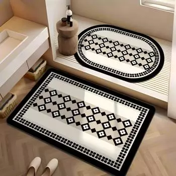 Коврик для ванной комнаты, нескользящий, впитывающий, для туалета, прочная дверь, для ванной комнаты, диатомовая грязь, быстросохнущий коврик, ковер для ванной комнаты 40 * 60 [rectangle] + 40 * 60 [oval]