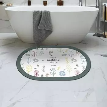 Коврик для ванной комнаты овальный диатомовый, быстросохнущий, нескользящий, противопадающий, для туалета, простой в уходе, бытовой, для ванной комнаты 40 * 60cm