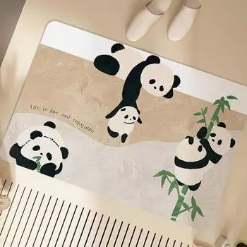 Коврик для ванной комнаты Panda, впитывающий диатомовую грязь, коврик для туалетной двери, нескользящий коврик для входа в ванную комнату 40 * 60CM