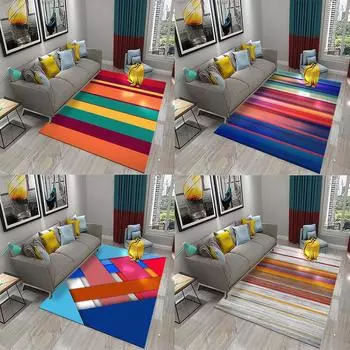 Коврик для ванной комнаты, противоскользящий коврик с красочной геометрической линией, ковер для входа в спальню, психоделический цветной полосатый волнистый ковер 40x60cm