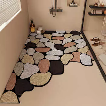 Коврик для ванной комнаты, противоскользящий, можно разрезать, коврик для унитаза с шелковым кольцом, выдолбленный, противоскользящий, можно протирать весь пол 40x60cm