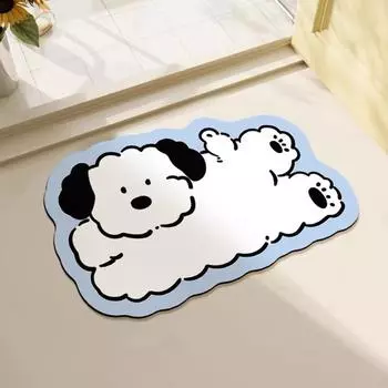 Коврик для ванной комнаты с изображением мультяшного щенка, впитывающий воду, имитация диатомовой грязи, напольный коврик для двери ванной комнаты, противоскользящая подкладка для ног 40*60cm