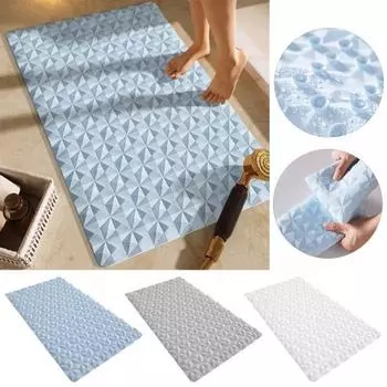 Коврик для ванной комнаты с нескользящими присосками, мягкая на ощупь поверхность, ромбовидный текстурный дизайн, коврик для ванной белый