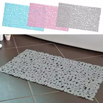 Коврик для ванной комнаты с противоскользящим покрытием Коврик для ванной с присосками и сливными отверстиями Узор с буквами Easy светло-синий