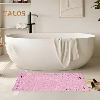 Коврик для ванной комнаты с противоскользящим покрытием, коврик для ванной с присосками, сливными отверстиями, узором с буквами, легко моется, коврик для душа, безопасный для ванной и кухни светло-синий