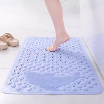 Коврик для ванной комнаты с противоскользящим покрытием Коврик для душа в ванной комнате Водонепроницаемый коврик для ног с защитой от падений Коврик для туалета с присоской 350mm*700mm синий