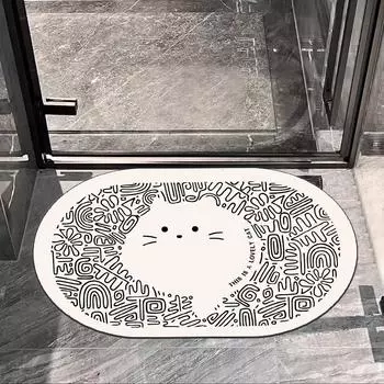 Коврик для ванной комнаты с рисунком, нескользящий, водопоглощающий, из диатомовой грязи, для ванной комнаты, легко моется, коврик для двери туалета 40cmx60cm