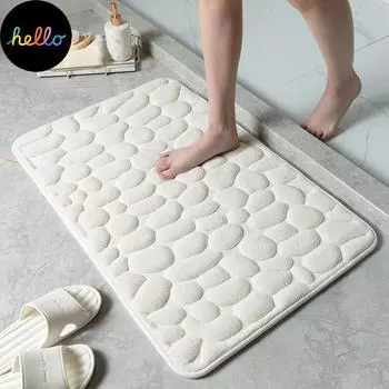 Коврик для ванной комнаты с тиснением из булыжника Нескользящие ковры в умывальнике Ванна Боковой коврик для пола Душевая комната Коврик для ванной Коврик из пены с эффектом памяти 40*60cm