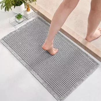 Коврик для ванной комнаты с вафельной текстурой, быстро впитывающий, толстый, быстросохнущий, с нескользящей подошвой, для сушки ног, коврик для входа, легко моется, многоцелевой, для ванной S