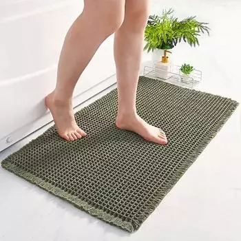 Коврик для ванной комнаты с вафельной текстурой Быстро впитывающий Толстый Быстросохнущий Противоскользящая подошва Сушка для ног S светло-серый