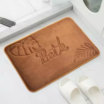 Коврик для ванной комнаты с зелеными листьями - изготовлен из мягкого, нескользящего и впитывающего полиэфирного материала, подходит для ванных комнат, кухонь и прачечных. 40cmx60cm