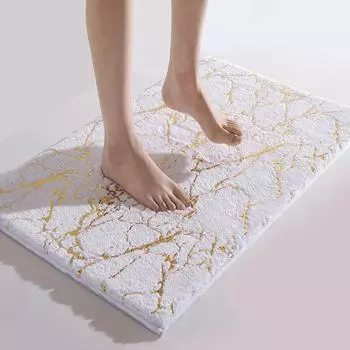 Коврик для ванной комнаты, супертолстый, пушистый, из волокна, впитывающий, напольный коврик для унитаза, нескользящий, с высоким ворсом, коврик для ног, коврик для ванной, коврик для входной двери, для дома 40x60cm белый