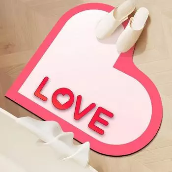 Коврик для ванной комнаты в форме сердца, диатомовый грязепоглощающий коврик, быстросохнущий, специальная форма, противоскользящий коврик для двери ванной комнаты и туалета 50*50cm